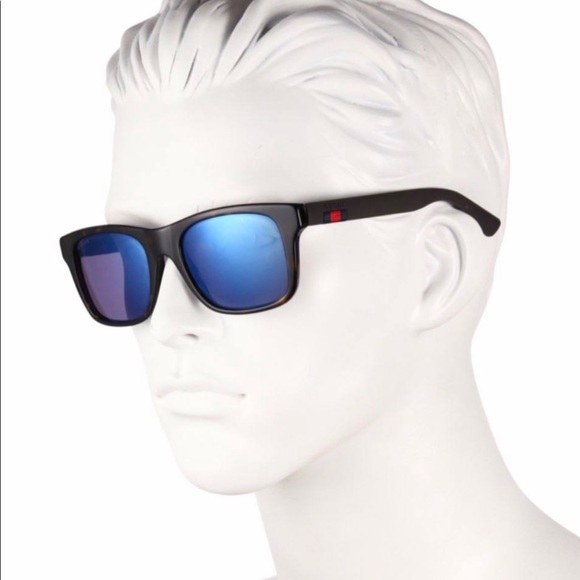 GUCCI COOL UNISEX HAVANA AND BLUE MIRROR SUNGLASSES - Picture 2 of 16